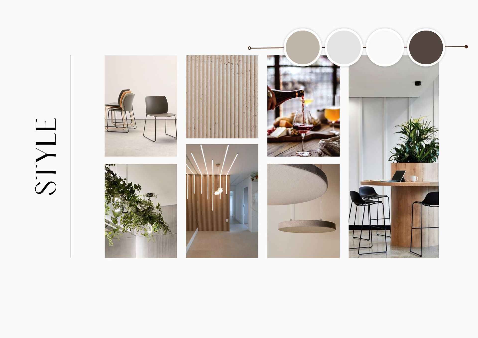 planche d'ambiance restaurant bar Moodboard style intérieur